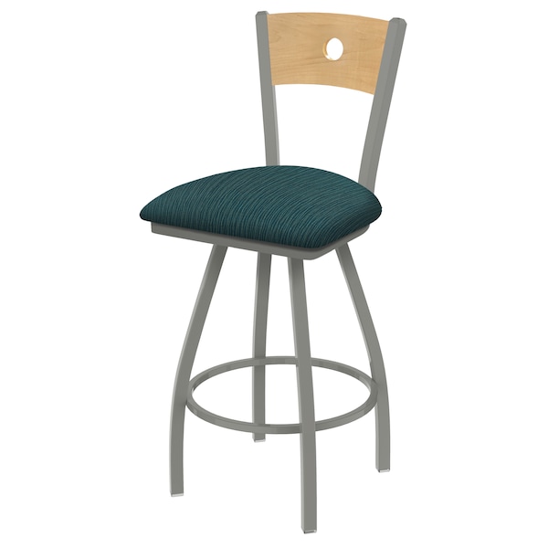 30" Swivel Counter Stool, SS Finish, Nat Back, Graph Tidal Seat
